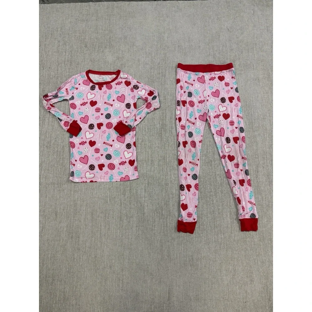 Little Sleepie Pink Sweet Valentine Bamboo Pajamas 2 Piece Long Sleeve Size 7/8